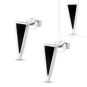 Black Onyx Triangle Sterling Silver Stud Earrings, e312